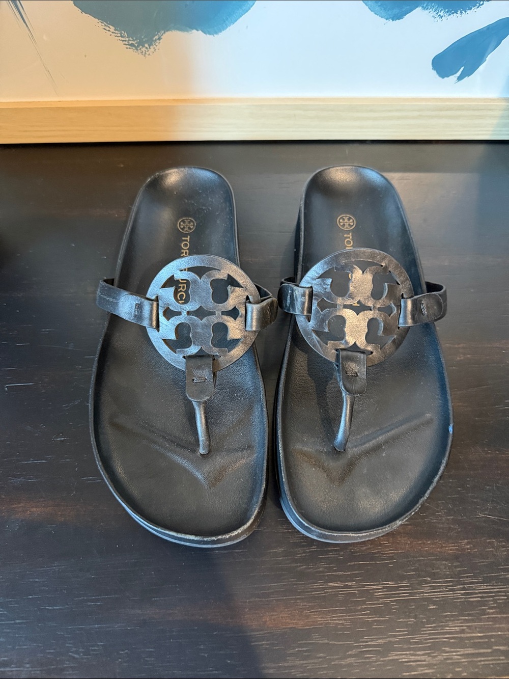 Tory Burch Miller Cloud Thong Sandals Black - Picture 3 of 5
